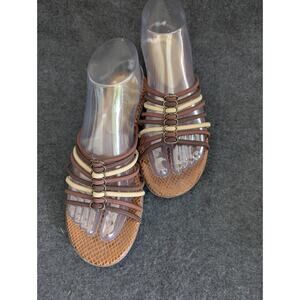 La Cabana Women Sandals Elastic Straps Brown Size 8 Rubber Soles